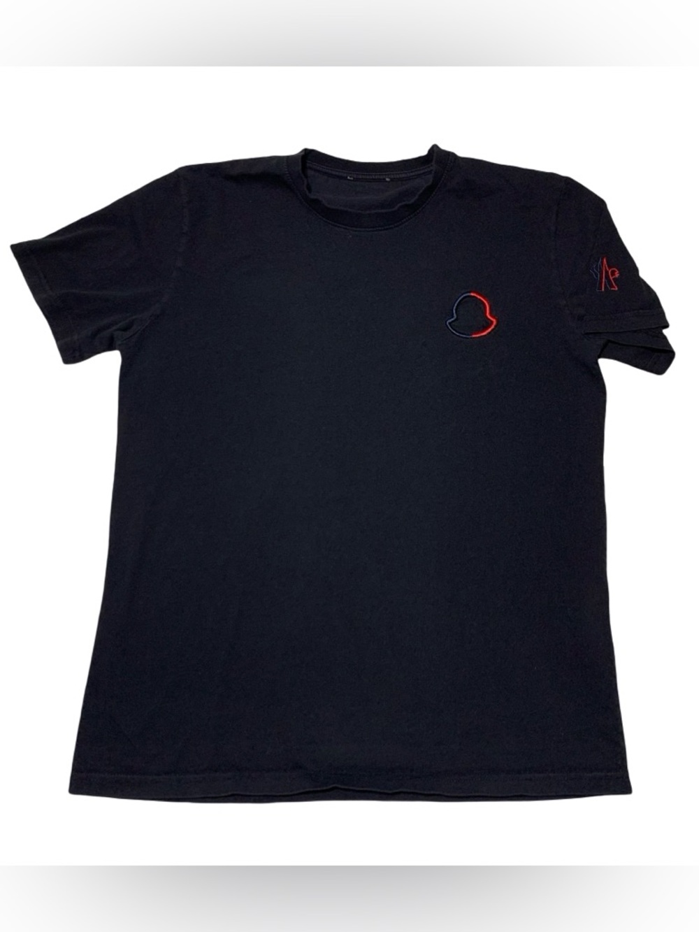Moncler T Shirt Embroidered logo Mens Size  L Black